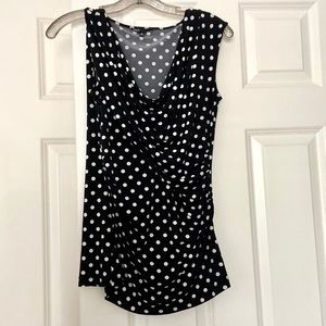 Chaus Sleeveless Polka Dot Shell Cowl Neck Shirt